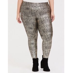 Premium Metallic Foil Black and Gold Leggings